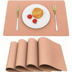 4pcs Solid Placemats Coasters Non Slip Waterproof