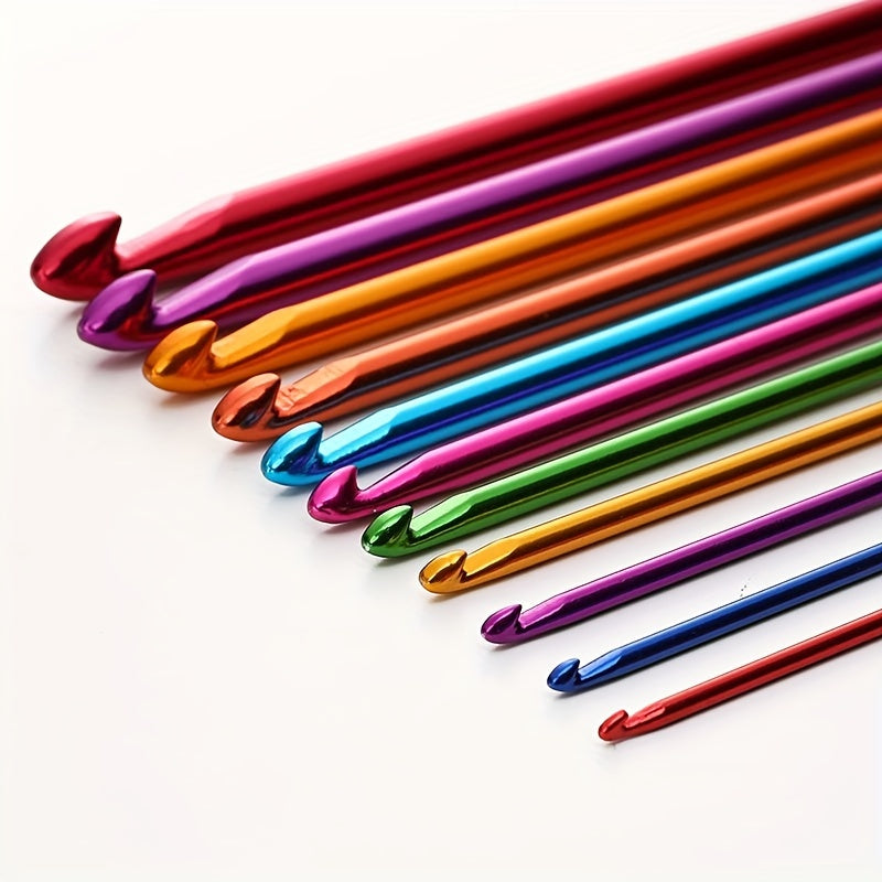 Aluminum Crochet Hooks Set 2.0-8.0mm Multicolor Tunisian Metal Crochet Kit