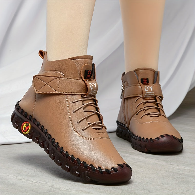 Women's High Top Sneaker Boots Fleece Lined Zipper & Lace Up Shoes