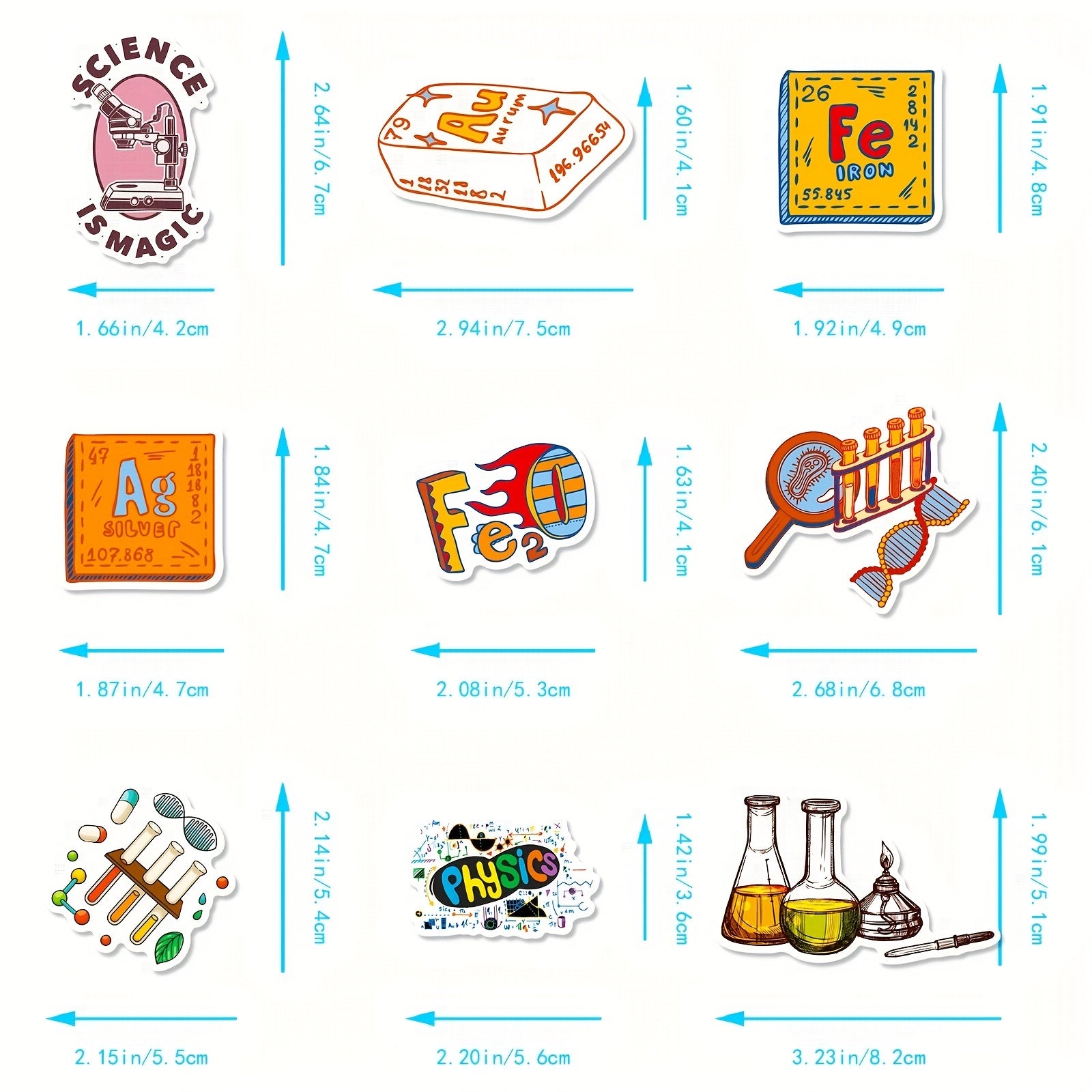 50pcs Science Lab Stickers for Teachers Physics Chemistry Math Experiment