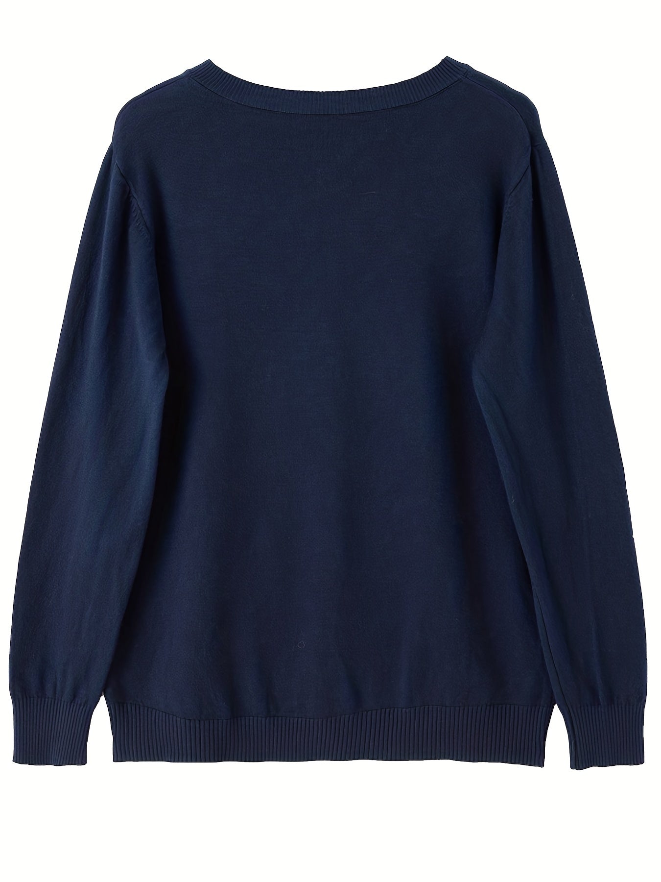 Solid Button Front Knit Cardigan Casual Long Sleeve Cardigan