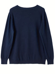 Solid Button Front Knit Cardigan Casual Long Sleeve Cardigan