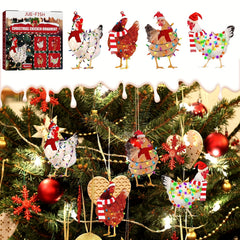 Christmas Scarf Chicken Pendant Set Outdoor Holiday Party Decoration