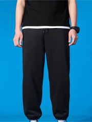 Men's Classic Cotton Blend Joggers Solid Drawstring Pants