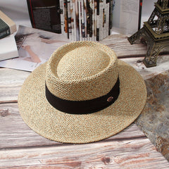 Straw Wide Brim Sun Hat Adjustable Sweatband Vacation Travel Hat