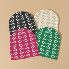 Geometric Jacquard Beanie Y2K Knit Hat Solid Hip Hop Elastic Skull Hat