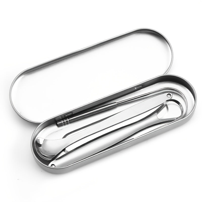 Portable Stainless Steel Tongue Scraper Set