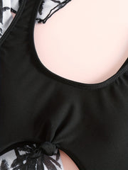 Girl's Coconut Pattern Swimsuit & Cover Up Tankini Set