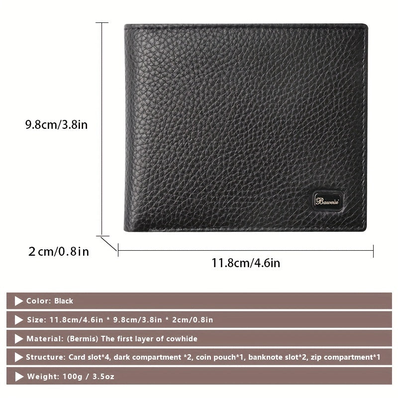Men's RFID Anti theft Wallet Leather Short Wallet Money Clip Vintage
