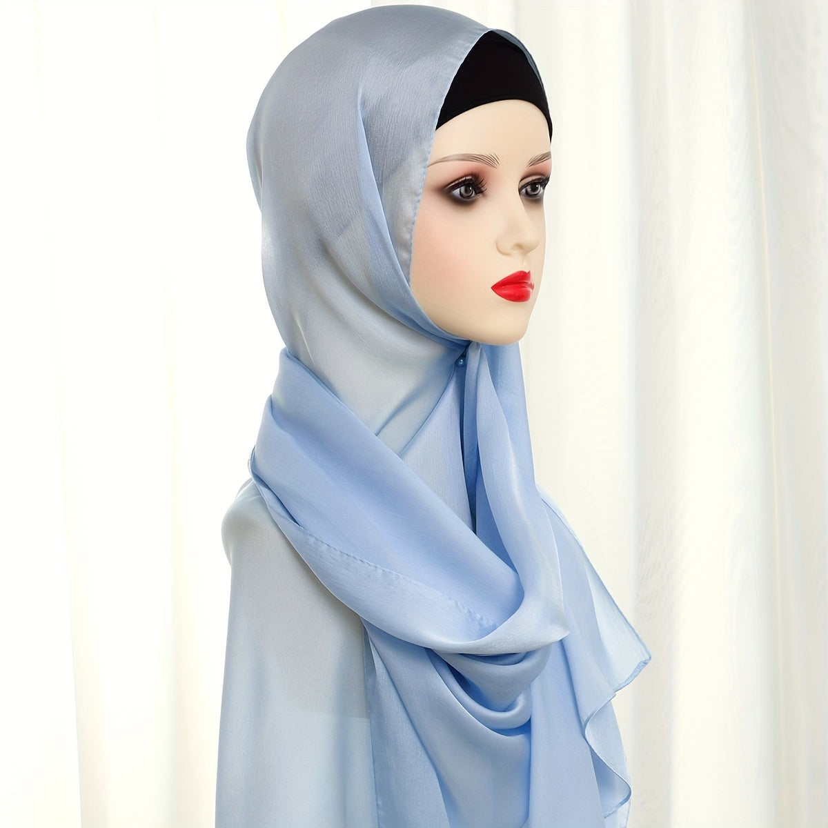 Soft Silky Scarf Thin Breathable Hijab Solid Shawl Classic Head Wrap Women Turba