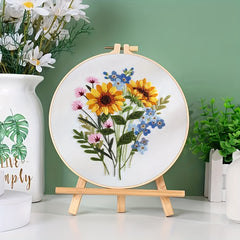 Floral Embroidery Kit With Hoop Beginner Practice Set