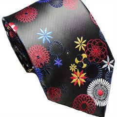 Men's Red Floral Tie 3 6Inch Party Wedding Necktie