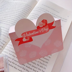 8pcs Heart-shaped Handwritten Greeting Cards Blank Wishes Message Postcards