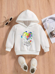Baby Boys LOVE Heart Graphic Hoodie Spring Autumn Pullover