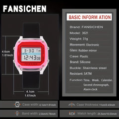 Kids Digital Glow Pink Silicone LCD Watch Gift
