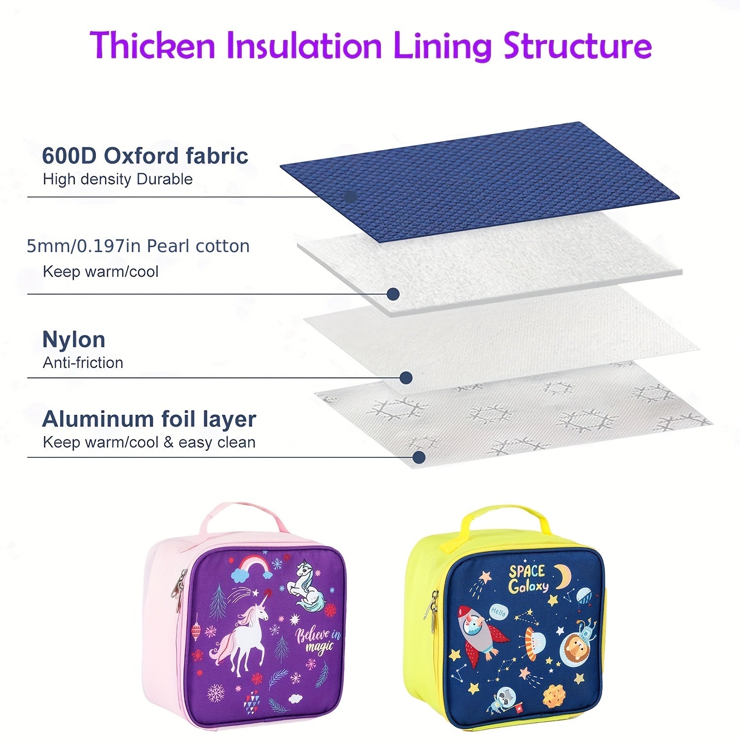 IKEAIDUO Unicorn Lunch Bag for Girls Insulated Leakproof Cooler Tote Bag