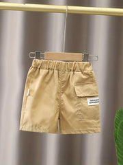 Boys Casual Suit Bear & Letter Embroidered Shirt Shorts