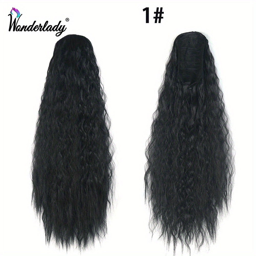 Water Wave Ponytail Hair Extensions 55 88cm Rubber Band Clip In Draws