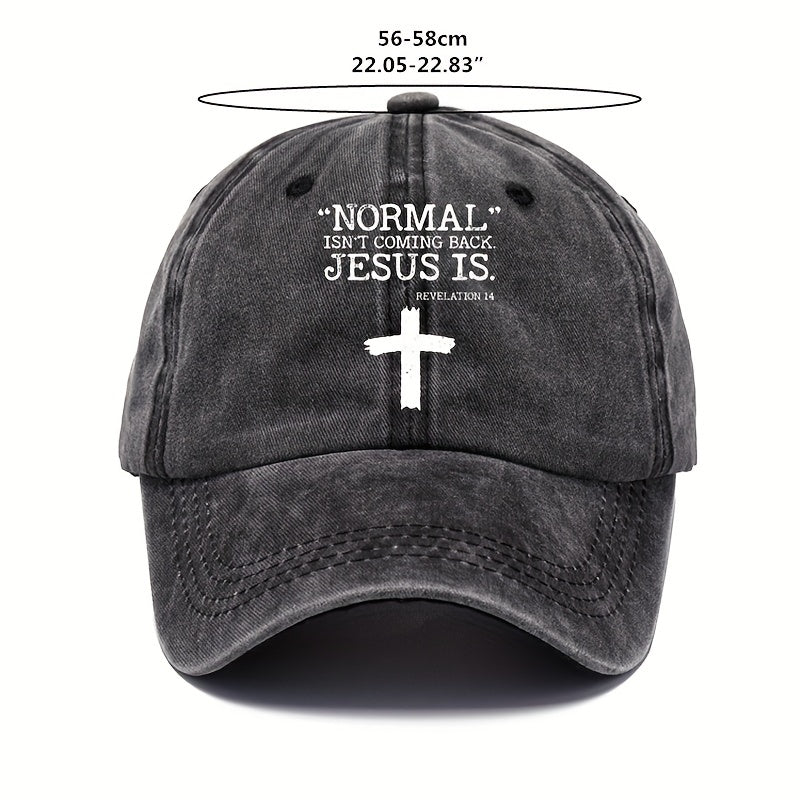 Cross Print Vintage Baseball Cap Sunscreen Sports Hat Washed Distressed Dad Hat