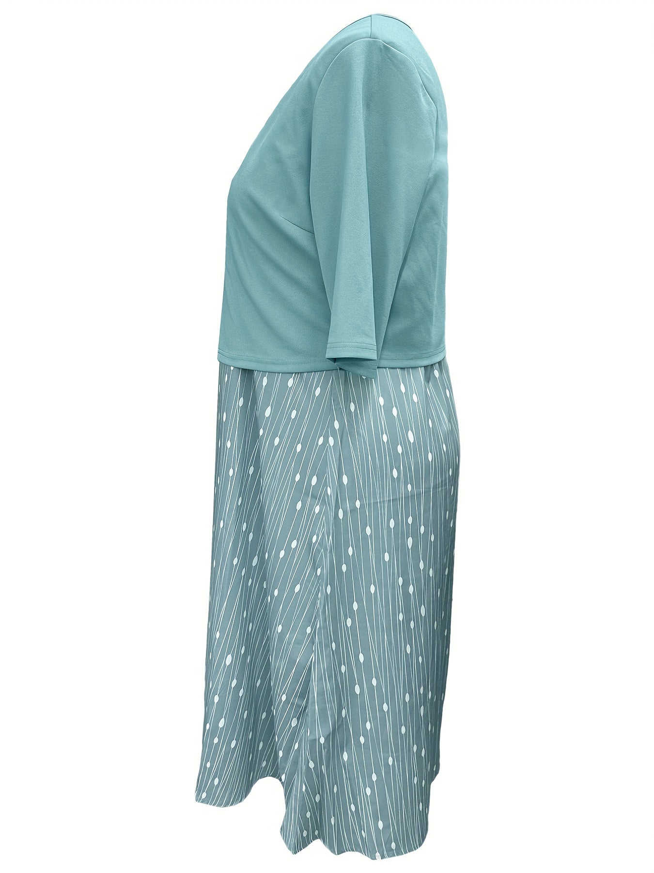 Plus Dot & Stripe Print V Neck Cami Dress & Cardigan Outfit Set