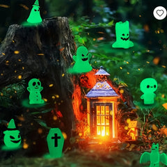 8pcs Mini Luminous Mushrooms Halloween Ornaments Garden Decor