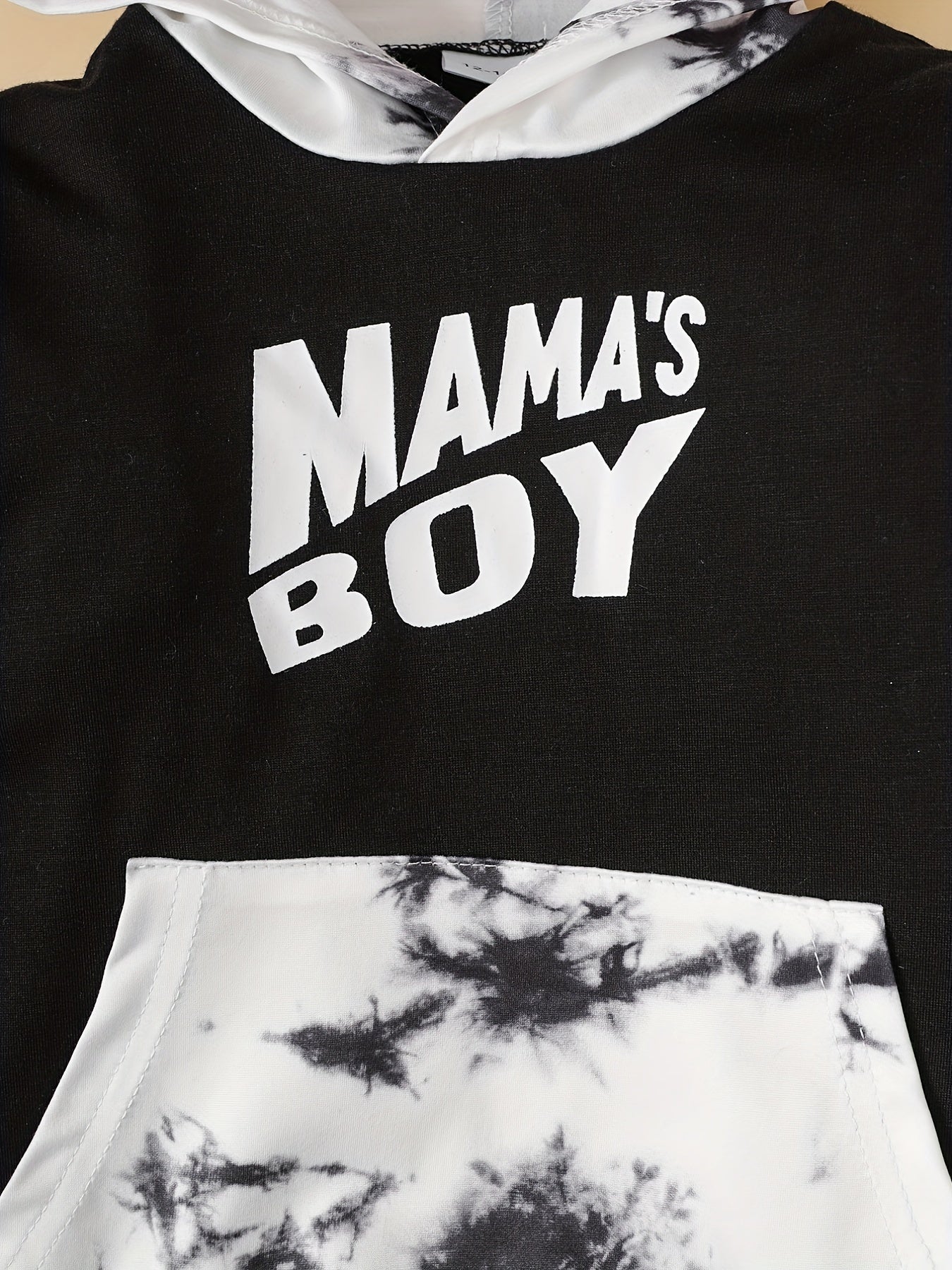 2pcs Baby Boys Casual Mama's Boy Hoodie & Tie Dye Sweatpants Set