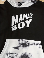 2pcs Baby Boys Casual Mama's Boy Hoodie & Tie Dye Sweatpants Set