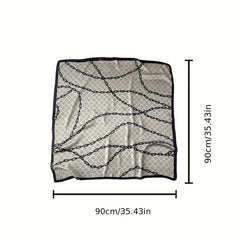 Vintage Chain Print Bandana Square Scarf Silk Shawl Head Wrap For Women