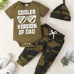 Infant Boys Cooler Dad Short Sleeve Onesie & Pants & Hat Set