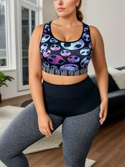 Colorblock Skull Print Round Neck Tank Top