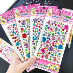 4pcs DIY Rhinestone Cartoon Gem Sticker Round Heart Flower Shaped Sticker