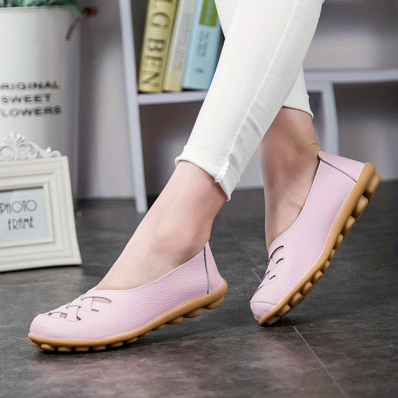Women's Cross Strap Flat Loafers Soft Sole Slip On Walking Shoes