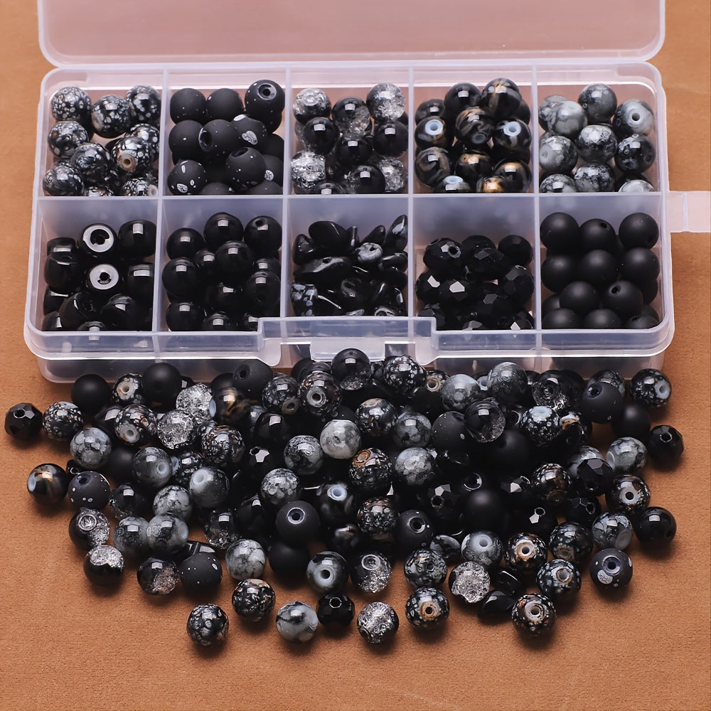200PCs Glass Beads DIY Jewelry Accessories 10 Grids Boxed