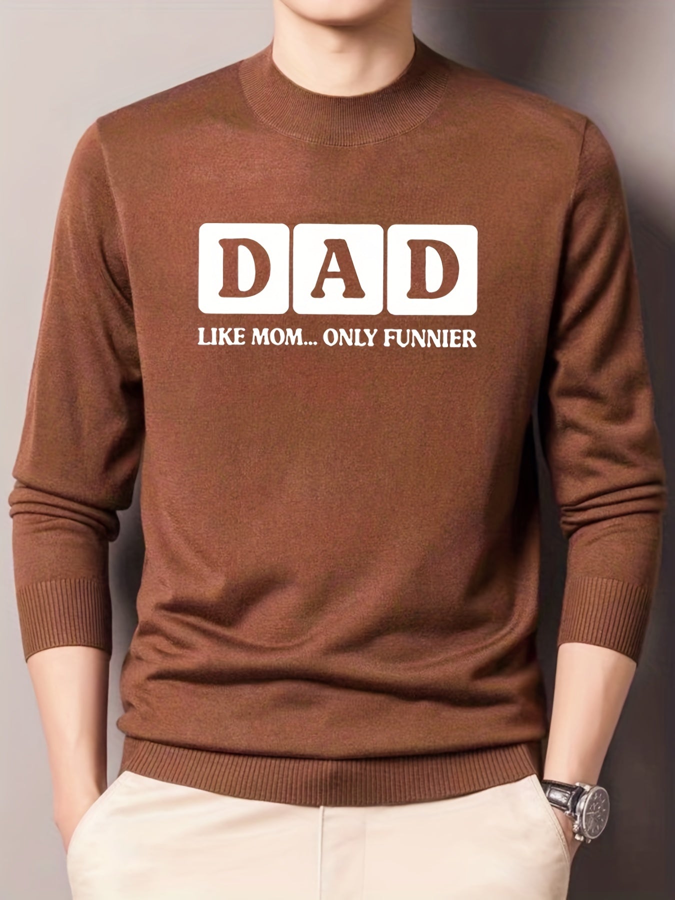 DAD Knitted Sweater Men's Crew Neck Pullover