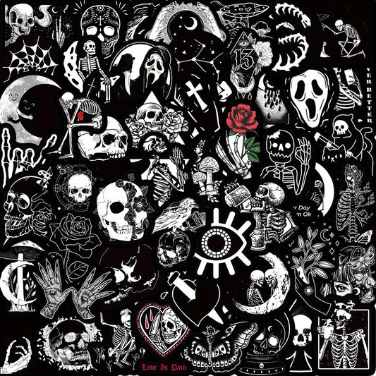 50pcs Horror and Doodle Stickers Waterproof Stickers