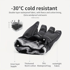 Warm Waterproof Ski Gloves Men Women Outdoor Sports Plus Velvet Cycling Gloves