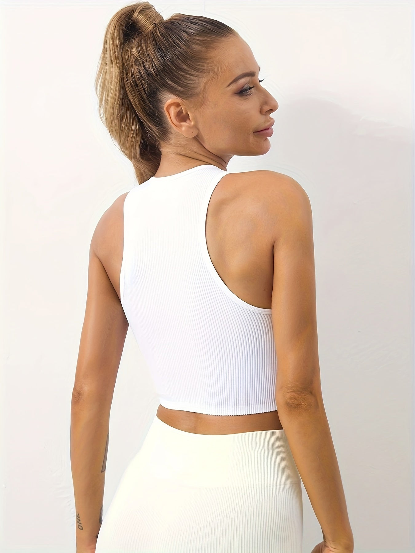 Solid Ribbed Tank Top & Stretch Leggings Set
