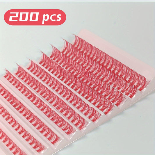 200pcs Pink DIY Eyelashes Extensions Natural Look False Eyelashes