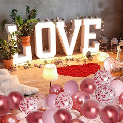 Romantic Balloons Set with Rose Petals and Letter Balloons
