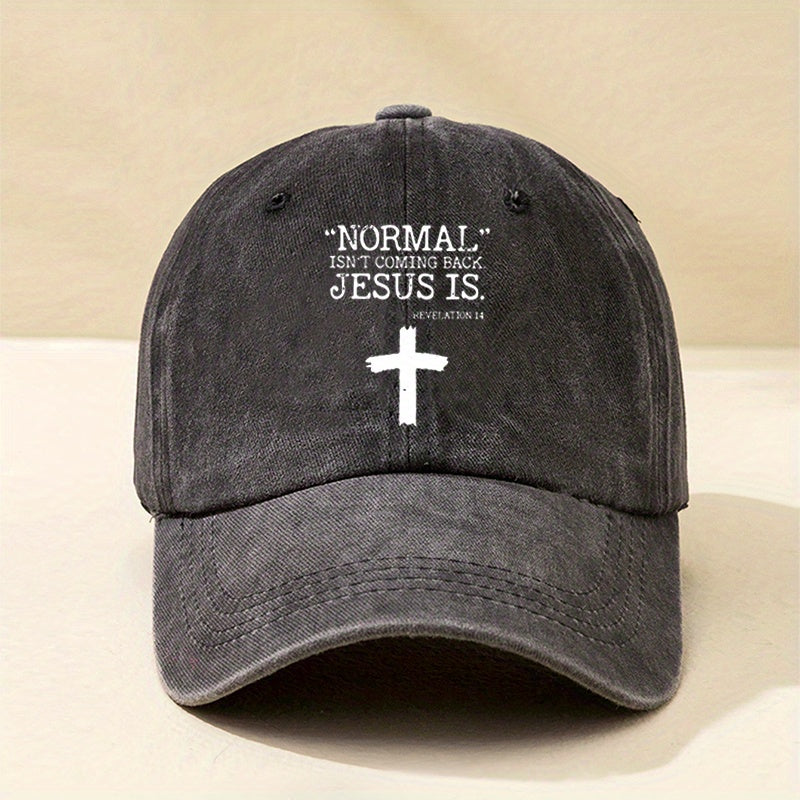 Cross Printed Distressed Baseball Cap Unisex Sun Hat