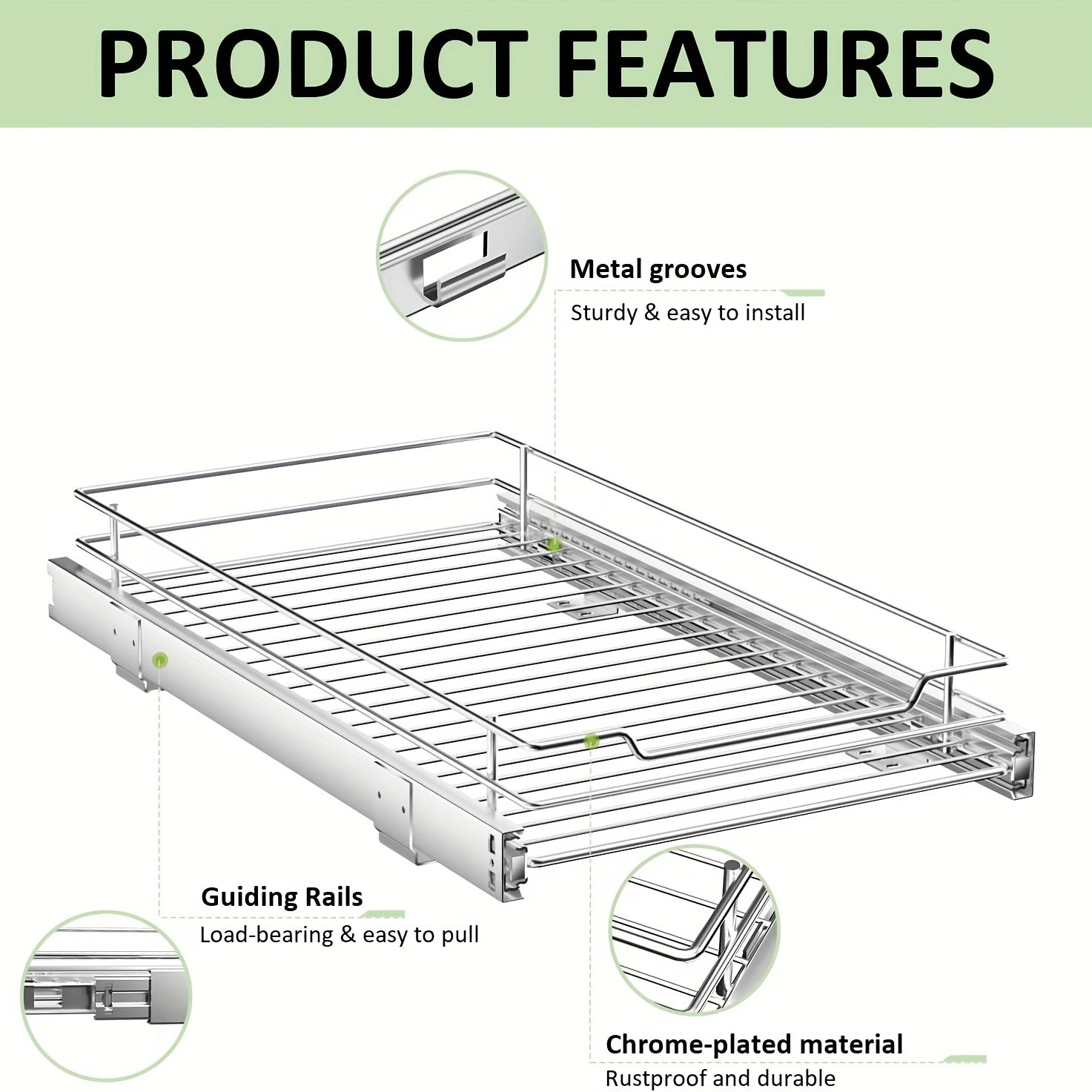 Heavy Duty Cabinet Pull Out Shelves - Slide Out Cabinet Organizer