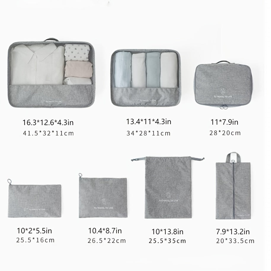 7pcs Travel Storage Bag Clothes And Shoes Luggage Sorting