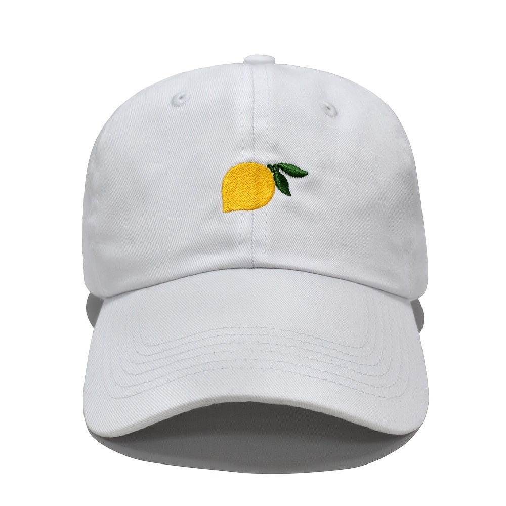 Lemon Embroidery Baseball Cap Solid Dad Hat Adjustable Sun Hats For Women