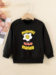 Fun Fried Eggs Graphic Girls Sweatshirt Casual Comfort Fit Kids Tops Pullover