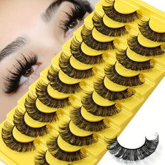10 Pairs Fluffy False Eyelashes for Daily Party Wear