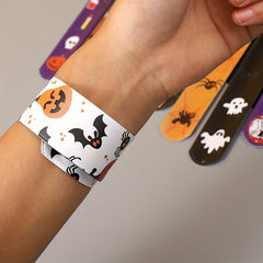 12pcs Halloween Slap Bracelets Skeleton Wrist Strap Decor