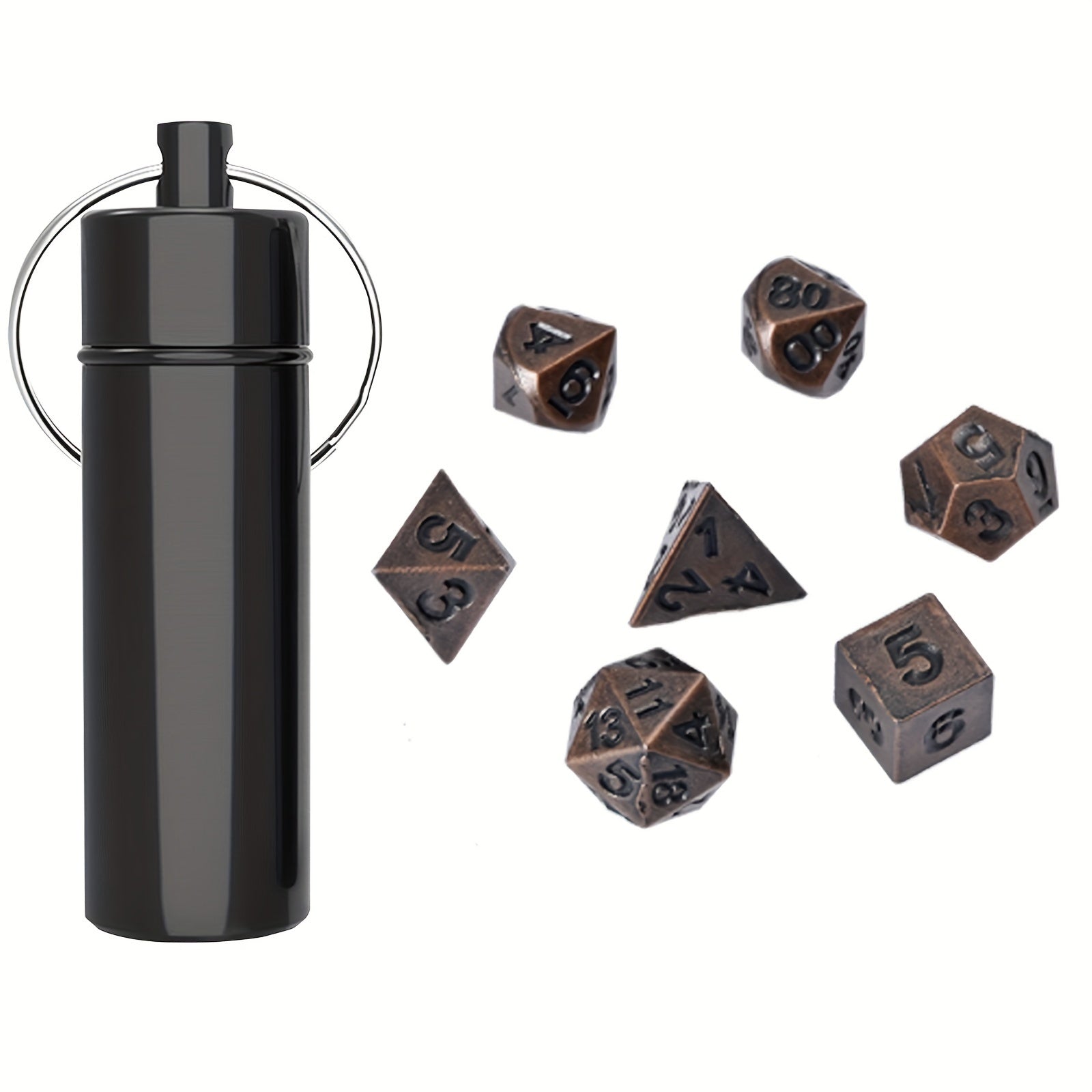 Mini Antique Iron Dice Set Bronze Polyhedral Metal Game Dice Set