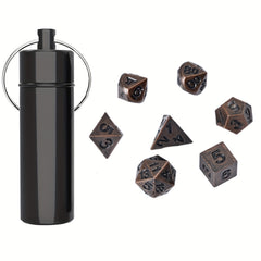 Mini Antique Iron Dice Set Bronze Polyhedral Metal Game Dice Set