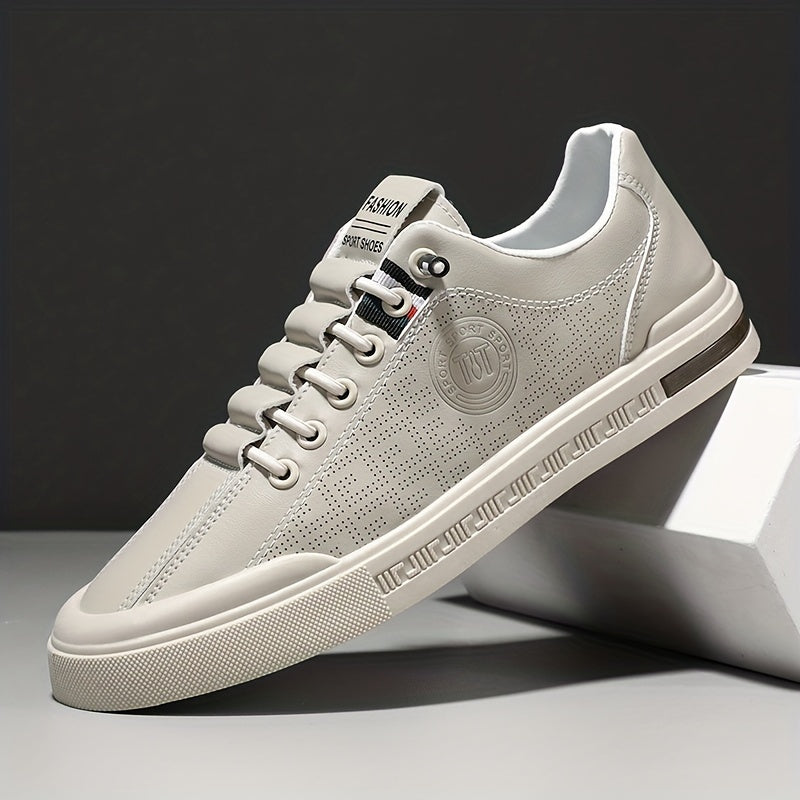 Men's Leather Skate Shoes Good Traction Lace up Sneakers
