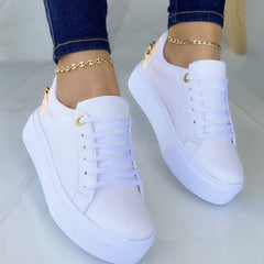 Platform Sports Sneakers Chain Decor Thick Sole Running Shoes Women's Footwear